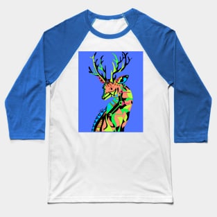 blue kitsch deer venado in mexican patterns ecopop art Baseball T-Shirt